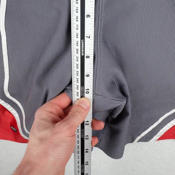 Vintage Nike Basketball Shorts Mens Small Gray Red Striped Ribbed Dri Fit 90s - Picture 6 of 8
